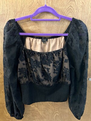 Anthropologie Current Air Smocked Lace Blouse, Size Medium
