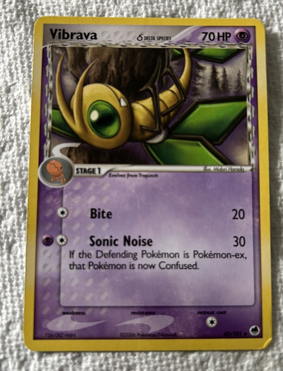 2006 Pokémon Vibrava 42/101 HP70  Delta Species Dragon Frontiers LP Excellent