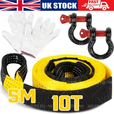 ACELECTRONIC 5M 10 Ton Heavy Duty Car Tow Rope Towing Strap Pull Cable Road Recovery Chain UK