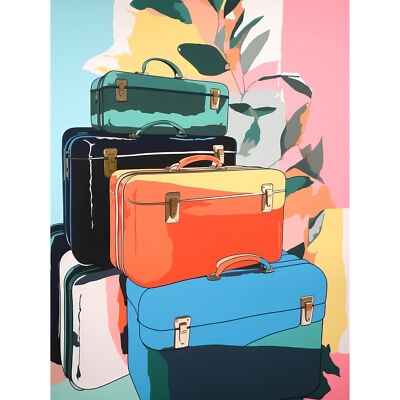 Ready for Holiday Travel Bags Suitcase Bright Preppy Aesthetic Canvas Poster Art