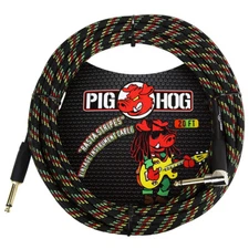 Pig hog PCH20RAR 20ft 1/4in Right to 1/4in Straight Cable - Rasta Stripes, New!