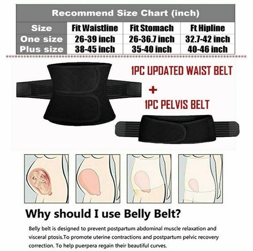 Recovery Belly Wrap Waist/Pelvis Belt Plus Size 2 in 1 Postpartum Support - Picture 2 of 5