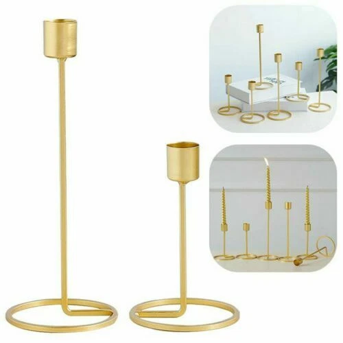 Candelabros y portavelas decorativos de color oro para el hogar
