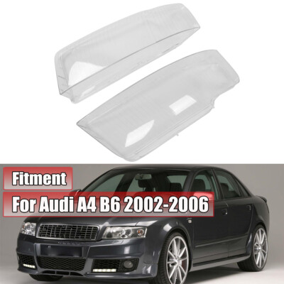 Pair Headlight HeadLamp Clear Lens Cover Cap Left+Right For Audi A4 B6 2002-2005
