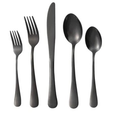 	40-Piece Black Silverware Set for 8 Stainless Steel Cutlery Utensils Kitchen	