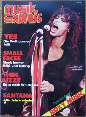 Musik Express 10/77 Cover:Steven Tyler,Thin Lzzy,Yes,Santana, Special:Roxy Music