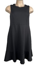 41 Hawthorn Little Black Dress SZ 1X Open Chain Stitch Detail Flounce Sleeveless