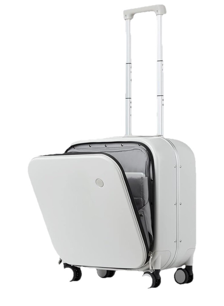 Mixi Carry on Luggage Spinner Wheels Luggage Hardshell  18” Smoke White TSA Lock-image