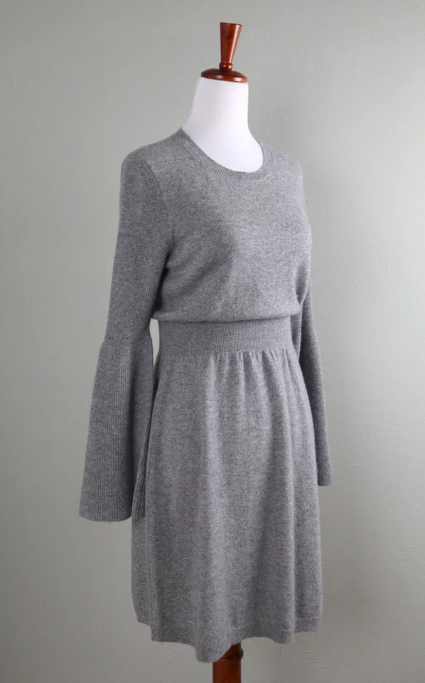 Vestido Suéter THEORY $395 Tejido Suave Punto Mixto 100% Cachemira Campana Talla Mediana Foto 2 de 4