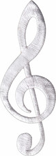 Patch - White Treble Clef Sheet Music Note Band Musician 2.88" Iron On 51151
