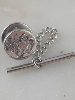 Vintage Sterling Silver RCS Monogramed Tie Tack Pin 4 Grams