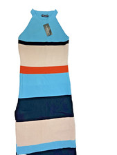 Fashion Nova Pretty Fly Long Maxi Dress Cut Slit Aqua Combo Size S Small New!