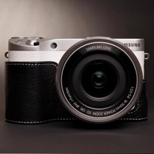 New Genuine Real Leather Half Camera Case Bag Cover Handmade for Samsung NX500