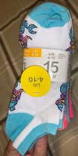 NIP 15 Pair Girl Ankle Socks Large Shoe Size 4-10 Wonder Nation NWT Kid Children