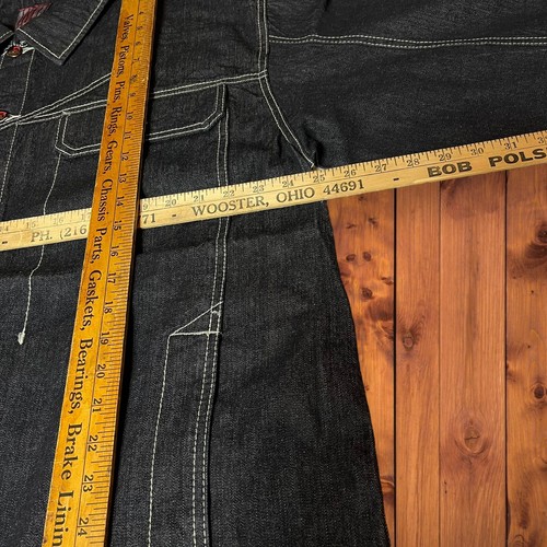 Deadstock NWT Mens Clench Hip Hop Street Black Trucker Denim Jacket XL Button - Picture 4 of 9
