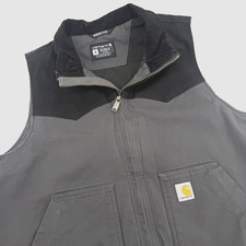 Carhartt Rugged Flex Duck Black, Gray Vest Men's Medium OV6433 Relaxed Fit