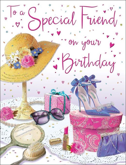 Birthday Card - Special Friend - Hat & Shoes -Regal - Glitter - Quality NEW