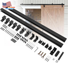 8FT Box Rail Exterior Barn Door Hardware Kit Heavy Duty 550 Lbs Capacity NEW USA