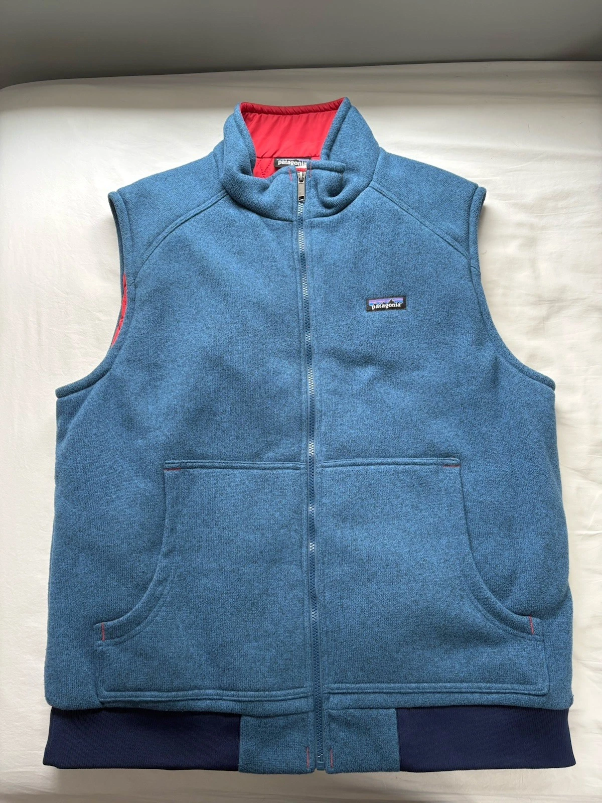 Patagonia Quilted Synchilla Vest Blue Red Men’s XL 2014 Fleece