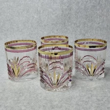 Aurea Gold and Ruby Royale Crystal Rock Double Old Fashioned Tumblers Set of 4