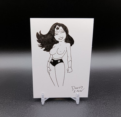 #ad Original WONDER WOMAN Artist Sketch Card 1 1 David Icon PSC ACEO ATC Pinup $19.99