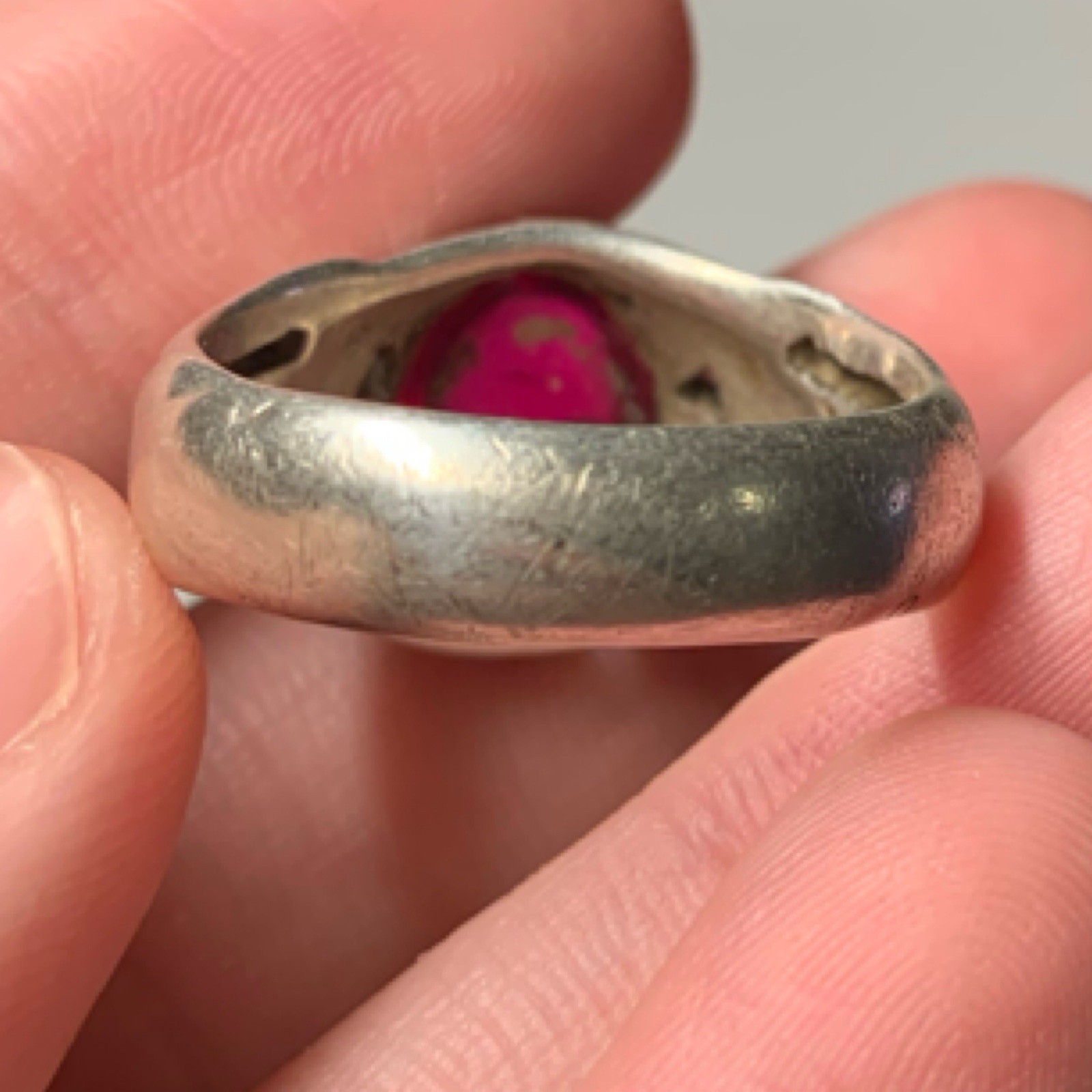 Exquisite vintage solid silver ring stunning red … - image 9