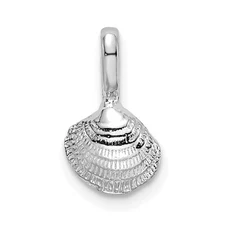 14K White Gold Mini Clam Shell Charm Pendant 0.29gm L-11.8 mm, W-6.9 mm