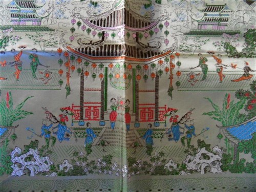 jim sheng china brocaded flowers silk chinese fringed tablecloth Piano Shawl - Picture 7 of 12