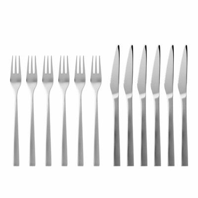 Gense Steakbesteck-Set Fuga 12-tlg., Steakmesser, Steakgabeln, 18/8 Edelstahl
