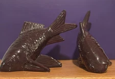 Rare Rookwood Pottery Koi Fish Bookends By Louise Abel—Brown