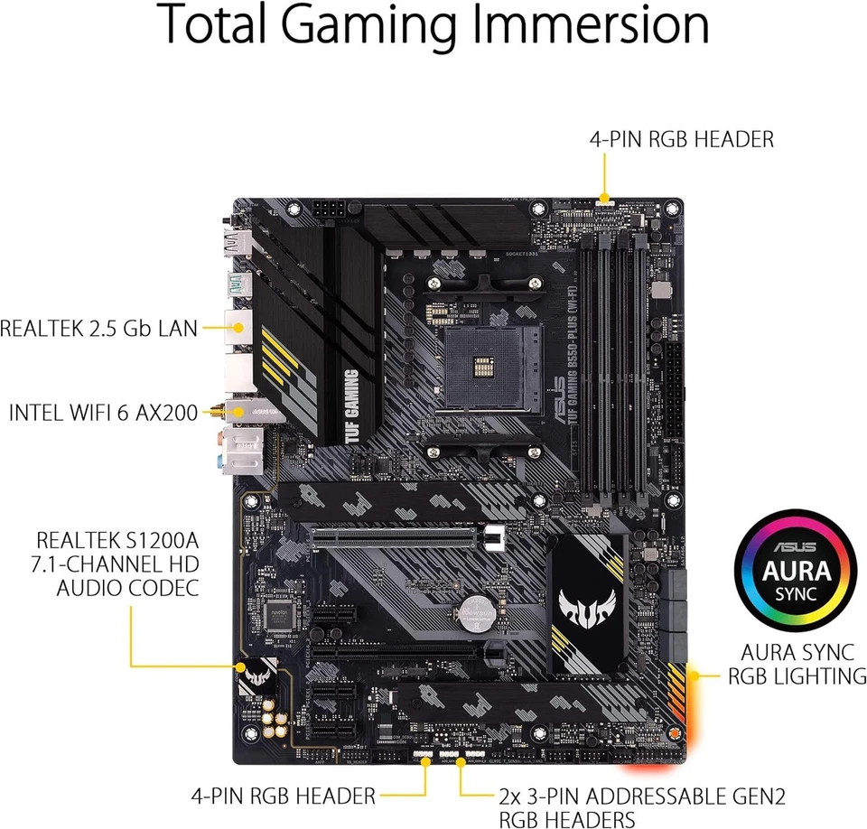 ASUS TUF Gaming B550-PLUS WiFi II - Placa Base de Gaming ATX AMD B550 (Ryzen AM4 - Imagen 4 de 4