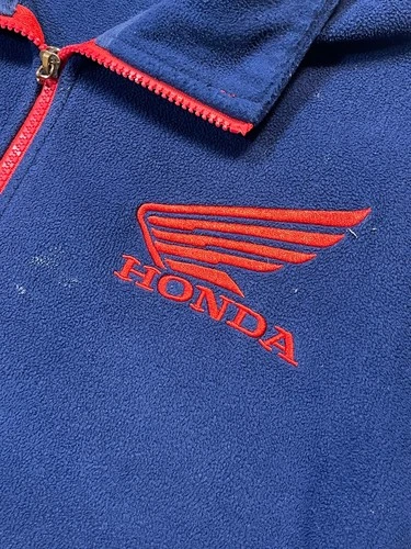 Vtg Honda Motul CBR Fireblade Navy Fleece Jacket Size L Embroidered Logo image 6