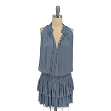 11386 Current Air Satin Blouson Dress Blue size Small bohemian coastal cowgirl