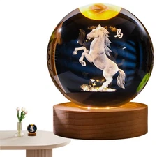 Light Up Crystal Ball Horse Figurine Theme USB-Powered Table Decolamp