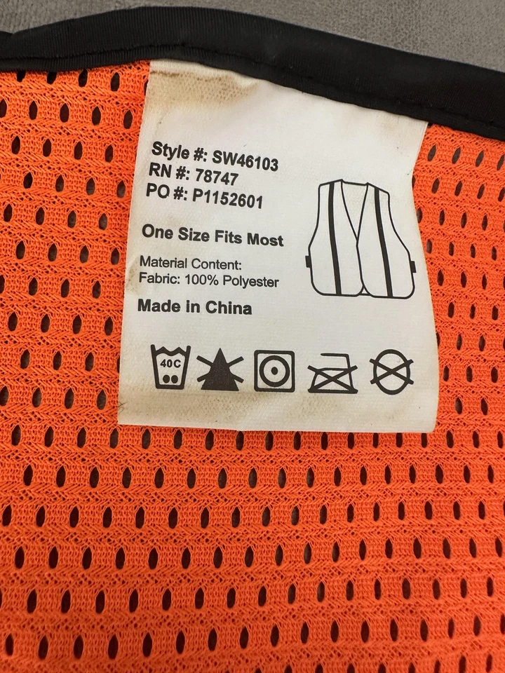 Safety Works Safety Vest One Size Orange Hi Vis Reflective Mesh SW46103 - Image 4 of 4