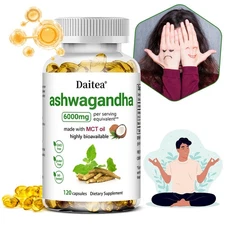 Ashwagandha Capsules 6000mg - Supports energy and mood, boosts immunity