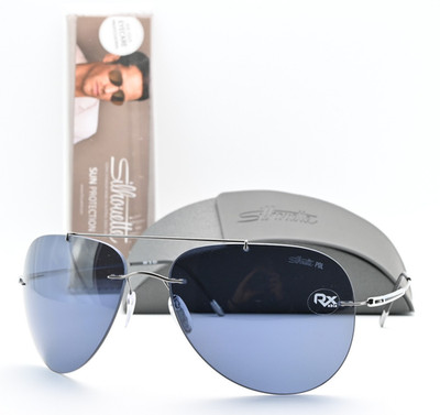 SILHOUETTE Sonnenbrille 8667 60 6231 Titan Pilot Grau Polarisiert RX Able Frame