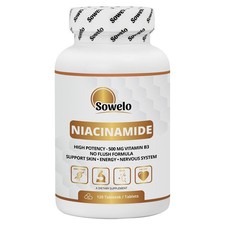 Comprimidos de niacinamida (vitamina B3) 500 mg - sin enjuague, alta potencia - Sowelo