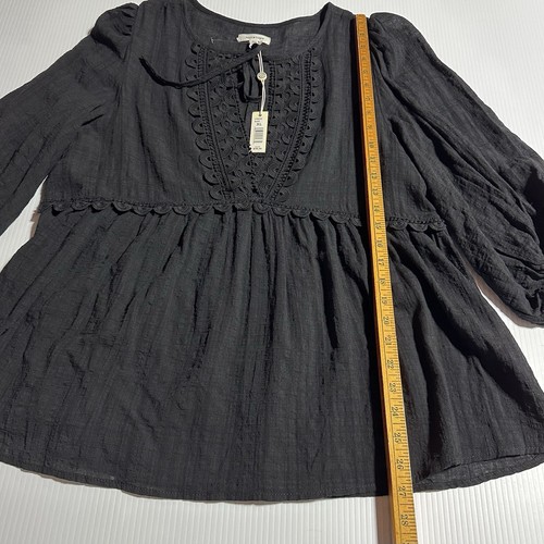 Max Studio Women’s Black 3/4 Sleeve Gauze Blouse Embroidery Lace Size XL NWT - Picture 9 of 12