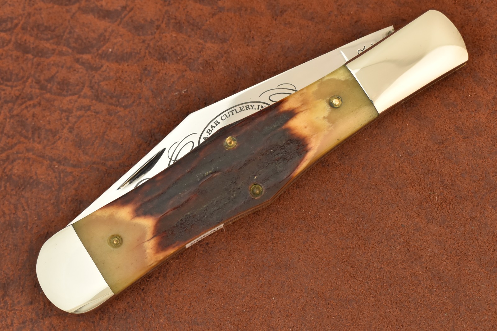 KABAR USA 1981 COLLECTORS CLUB GENUINE STAG JUMBO COKE BOTTLE KNIFE NICE (26635)