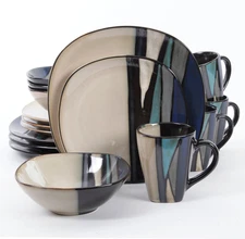 Althea Reactive Dinnerware Set, Teal, Service for 4 (16Pcs)