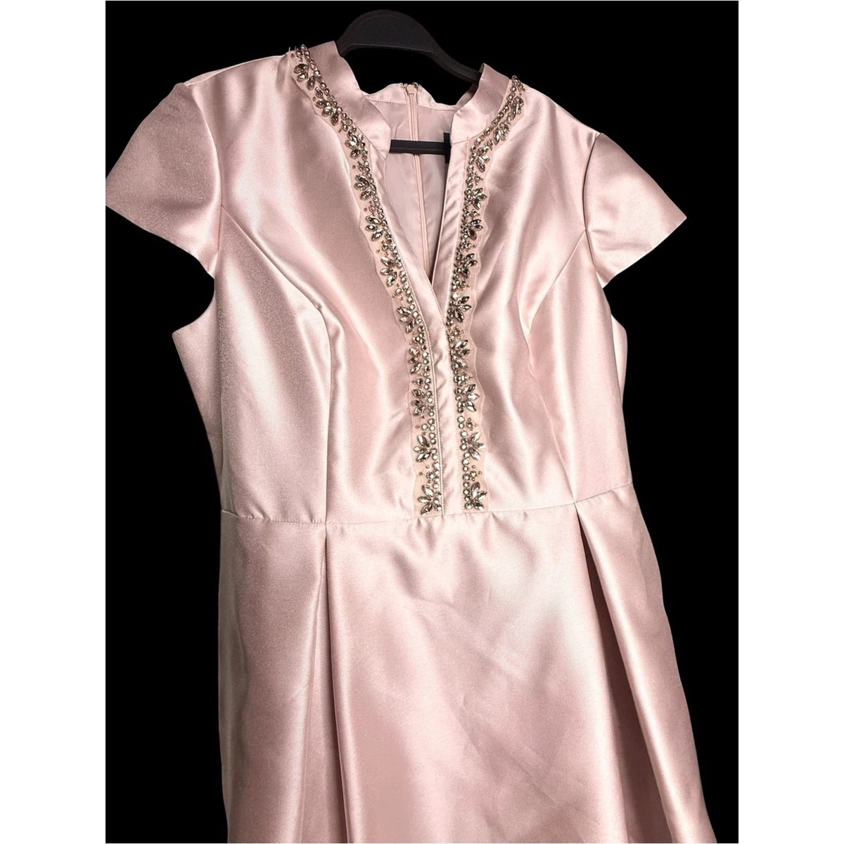 Vestido Cinturón Adrianna Papell Mikado Manga Corta Rubor Rosa Madre de la Novia