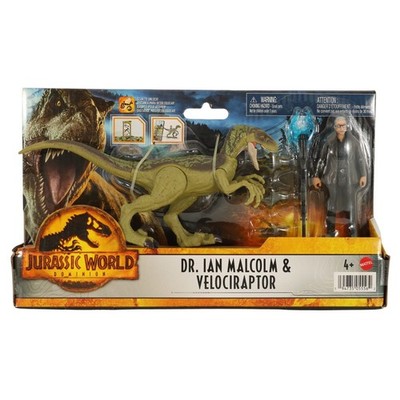 Dr. Ian Malcolm & Velociraptor - Jurassic World Dominion - MISB Neu OVP