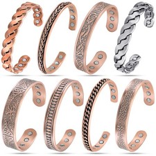 MagnetRX  Pure Copper Magnetic Bracelets Men Therapy Arthritis Pain Cuff Bangle