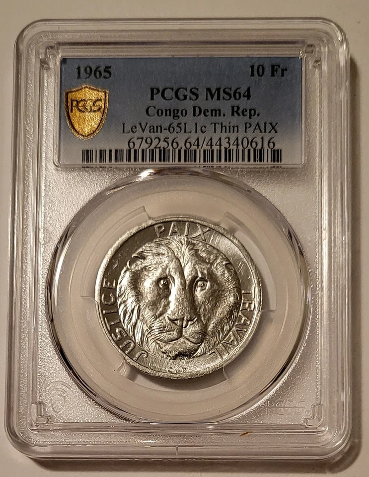 Congo Democratic Republic - Set of Two - 1965 10 Francs Varieties MS64/65 PCGS - Image 3 of 4