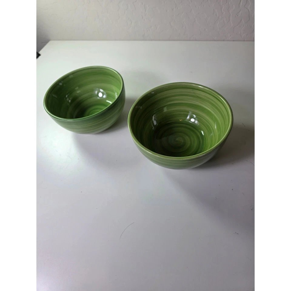 TABLETOPS GALLERY Green Swirl MONTEREY Sopa Cereal Cuenco Juego de 2 Foto 4 de 4