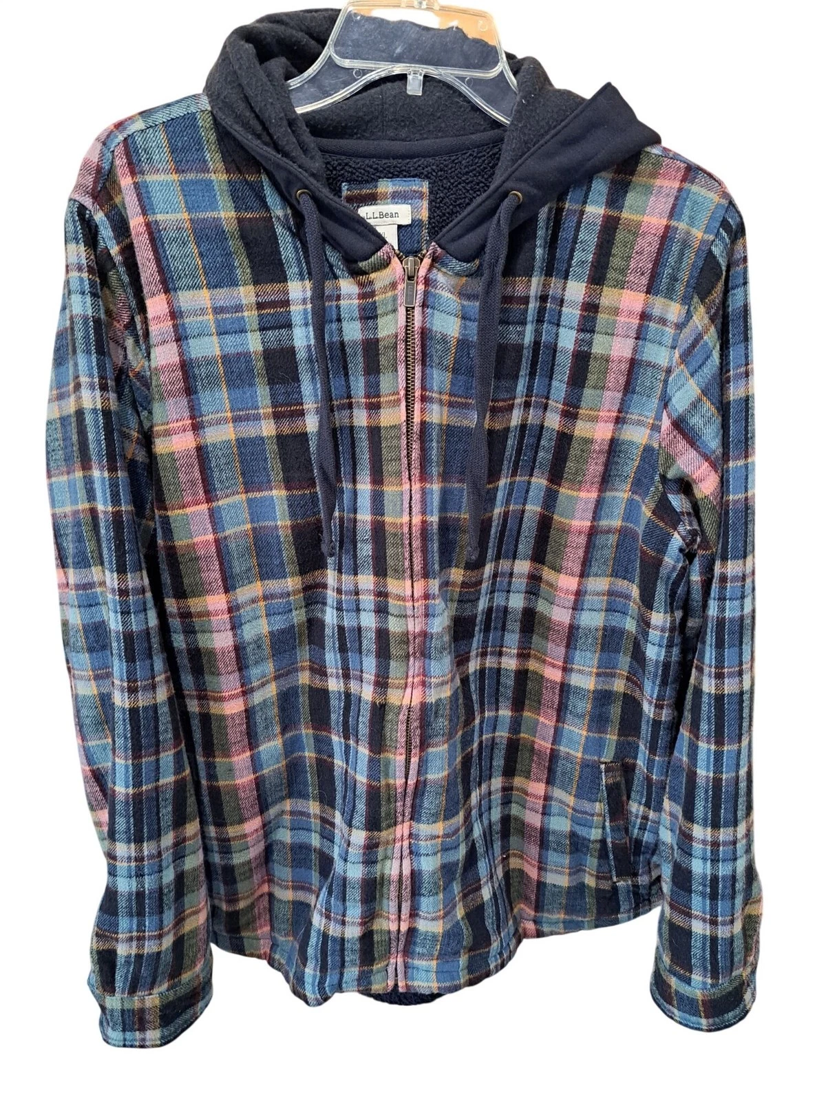 Vtg L.L.Bean XL Unisex Grunge Plaid Fleece-Lined Zip Hoodie Jacket Gorpcore