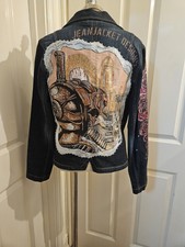 Handpainted App 2400 Swarovskis Size12/14lady Steampunk Dark Vintage Mexx Denim