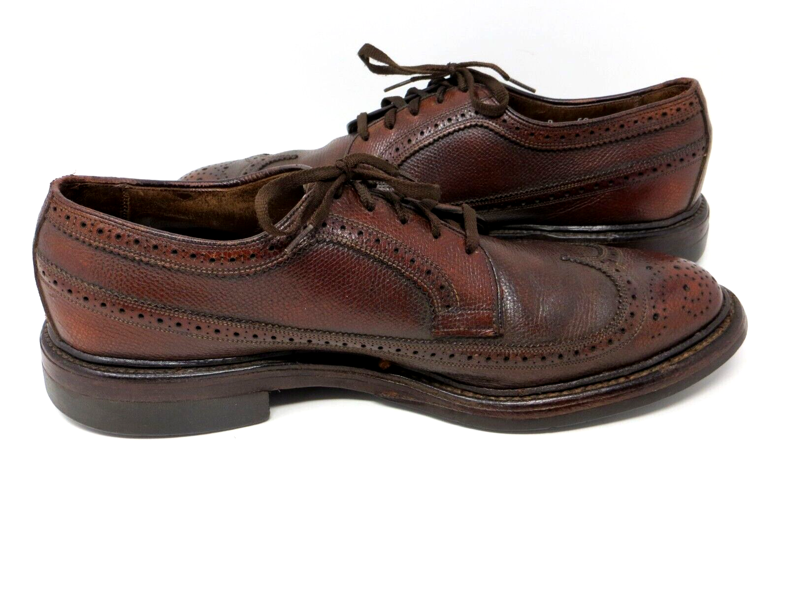 SAOLA Vintage ALLEN EDMONDS MacNeil Pebble Leather 9 B punta alare ad ala lunga 9157 Brogue Derby