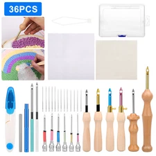 36pcs Punch Needle Embroidery Kit Sewing Tool for Floss Cross Stitching Beginner